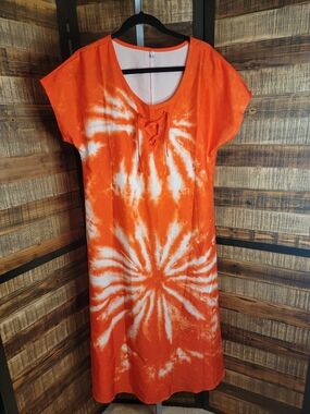 MISSLOOK Orange and White Tie-Dye Maxi Dress